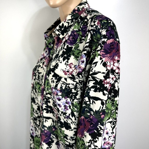 J Jill Shirt Top Button Front Floral Women’s Size L Large NWT - Picture 6 of 10